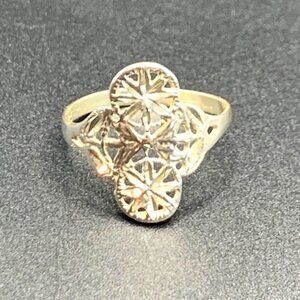 VTG Solid Sterling Silver 925 Pierced Filigree Design Statement Ring Size 7.75
